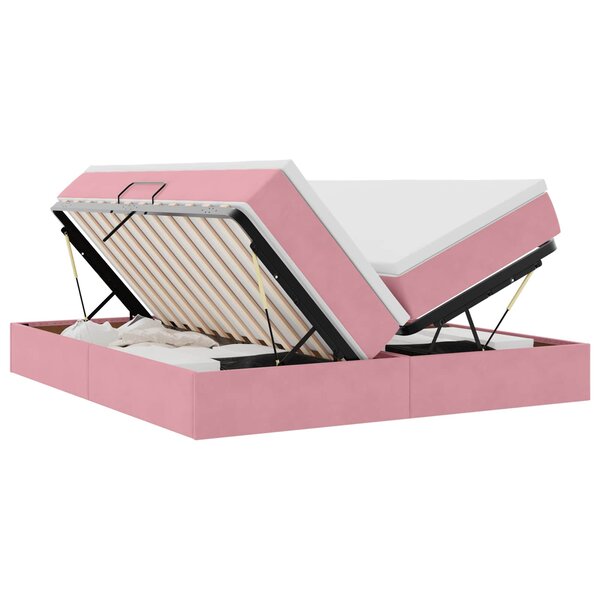 vidaXL Lit avec rangement et matelas Rose 180 x 200 cm Velours