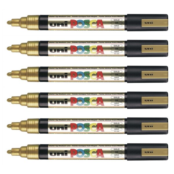 Marqueur pointe conique moyenne pc5m 1 8 - 2 5mm or x 12 POSCA