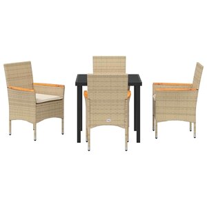 vidaXL Ensemble de salle à manger pour jardin 5 Pièces Beige polyrotin
