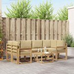 vidaXL Ensemble de canapés d'extérieur 7 Pièces Blanc et Beige