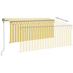 vidaXL Auvent automatique store capteur de vent LED 3x2 5m Jaune blanc