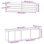 vidaXL Unites TV Montage mural 6 Pièces Chêne noir Bois d'ingénierie