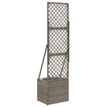 vidaXL Bac à fleurs avec Treillis Gris 35 x 30 x 135 cm polyrotin
