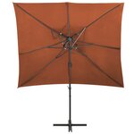vidaXL Parasol de jardin en porte-à-faux à double toit terre cuite