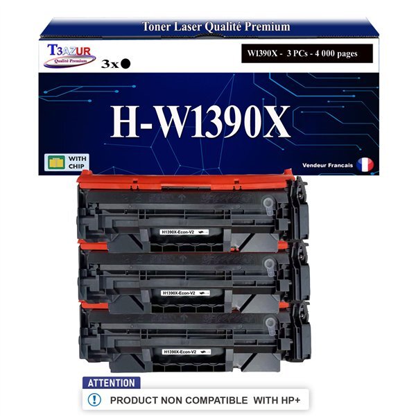 T3AZUR -3x Toners compatibles avec HP W1390X (139X) pour HP LaserJet Pro MFP 3101fdn  3101fdw  3102fdn  3102fdw  3103fdn  3103fdw  3104fdn  3104fdw