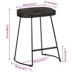 vidaXL Tabourets de bar lot de 2 noir 46x38x52 cm bois manguier massif