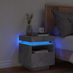 vidaXL Armoire de chevet avec lumières LED gris béton 40x39x48 5 cm