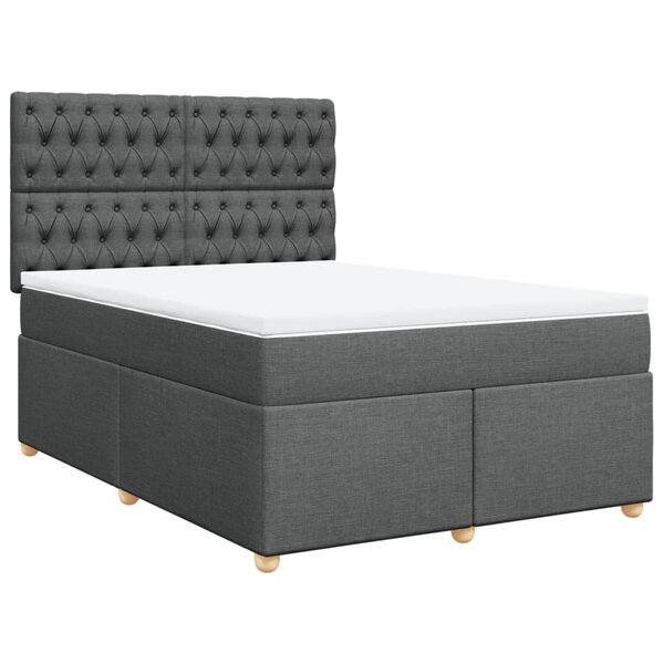 vidaXL Sommier à lattes de lit avec matelas Gris foncé 140x190cm Tissu