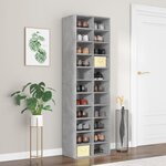 vidaXL Armoire à chaussures gris béton 54x34x183 cm bois d'ingénierie