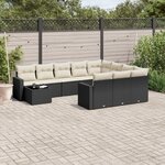 vidaXL Salon de jardin 11 Pièces avec coussins noir résine tressée