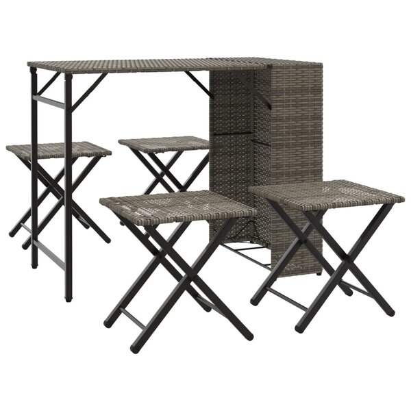 vidaXL Ensemble à manger de jardin 5 Pièces pliable gris résine tressée