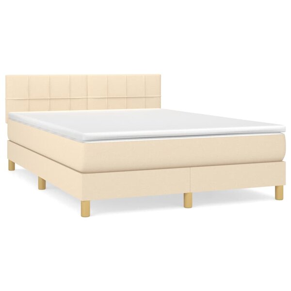 vidaXL Sommier à lattes de lit avec matelas Crème 140x200 cm Tissu