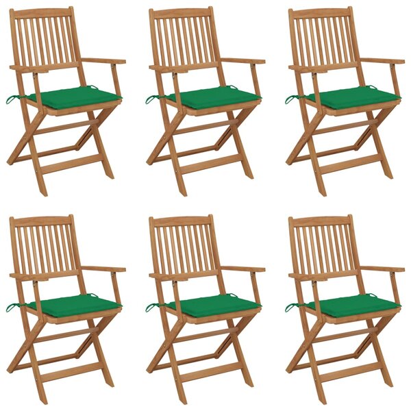 vidaXL Chaises pliables de jardin lot de 6 avec coussins Bois d'acacia