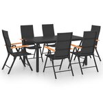 vidaXL Ensemble à manger de jardin 7 Pièces noir et marron