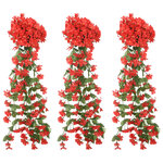 vidaXL Guirlandes de fleurs de Noël 3 Pièces rouge 85 cm