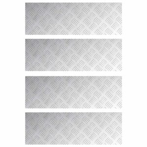 vidaXL Nez de marche Rectangulaire 4 Pièces Argenté 75 x 25 cm Aluminium