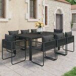 vidaXL Salon de jardin 9 Pièces PVC Résine tressée Noir