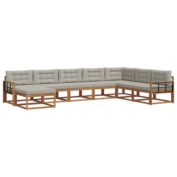 vidaXL Ensemble de canapés d'extérieur 8 Pièces Gris Naturel et Clair