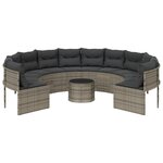 vidaXL Canapé de jardin avec table coussins rond gris résine tressée