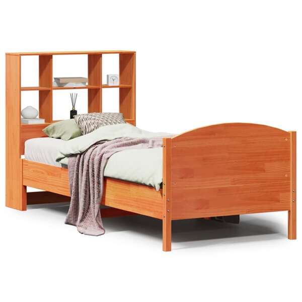 vidaXL Lit bibliothèque sans matelas cire marron 100x200 cm pin massif