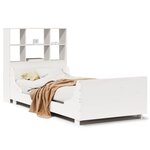 vidaXL Lit bibliothèque sans matelas blanc 90x190 cm bois massif