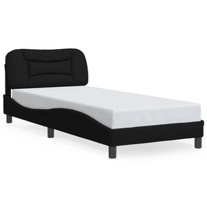 vidaXL Cadre de lit avec LED sans matelas Hvar noir 90x200 cm tissu