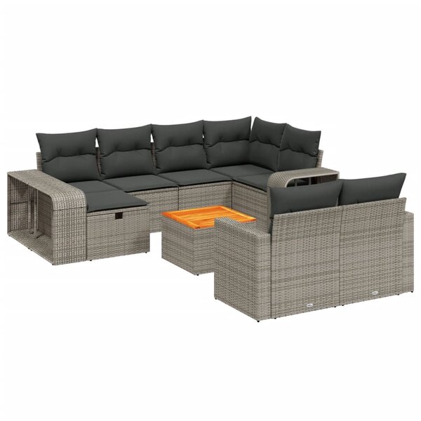 vidaXL Salon de jardin 11 Pièces avec coussins gris résine tressée