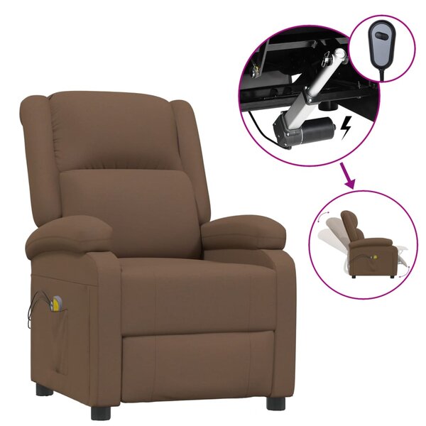 vidaXL Fauteuil électrique de massage Marron Tissu