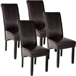 Lot de 4 chaises pieds noir siège de salon cuisine salle à manger design carré élégant marron 08_0000125