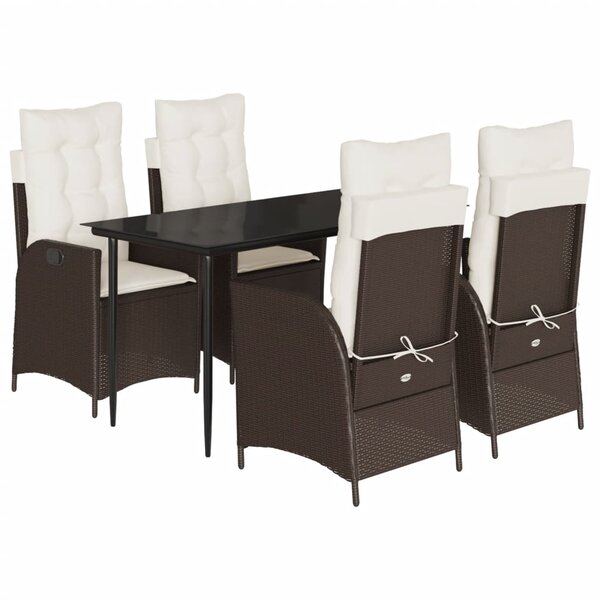 vidaXL Ensemble à manger de jardin 5 Pièces et coussins marron poly rotin
