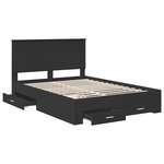 vidaXL Cadre de lit avec tiroir Noir 140 x 190 cm Bois d'ingénierie