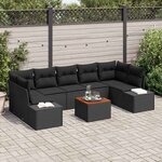 vidaXL Ensemble de canapé de jardin 8 Pièces Noir