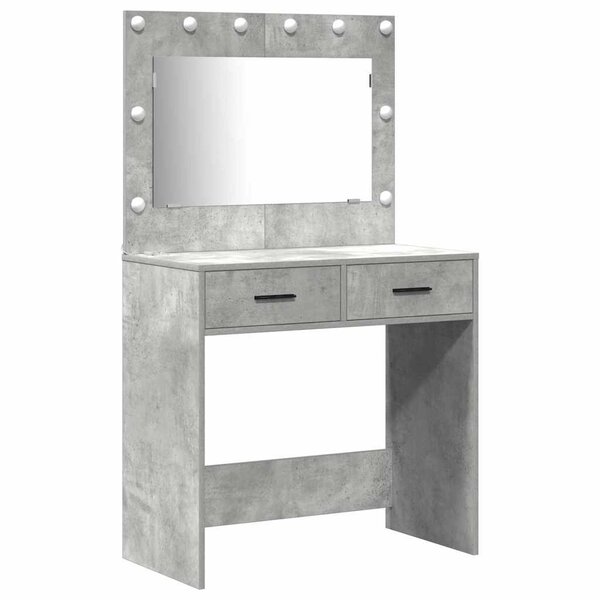 vidaXL Table de Toilette avec tiroir 2 Pièces Gris Bois d'ingénierie