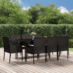 vidaXL Ensemble à manger jardin 9Pièces et coussins noir résine tressée