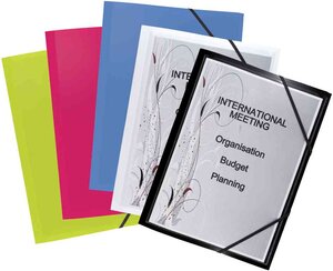 Lot de 12 Chemises à élastiquesPolyvision avec pochette A4 Assorties ELBA