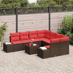 vidaXL Ensemble de canapé de jardin 9 Pièces Marron polyrotin