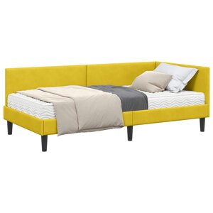 vidaXL Cadre de lit d'angle avec matelas Autre 2 Pièces Jaune Velours