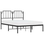 vidaXL Cadre de lit métal sans matelas avec tête de lit noir 135x190cm