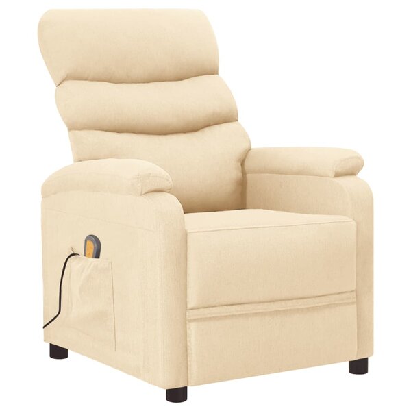 vidaXL Fauteuil de massage Crème Tissu