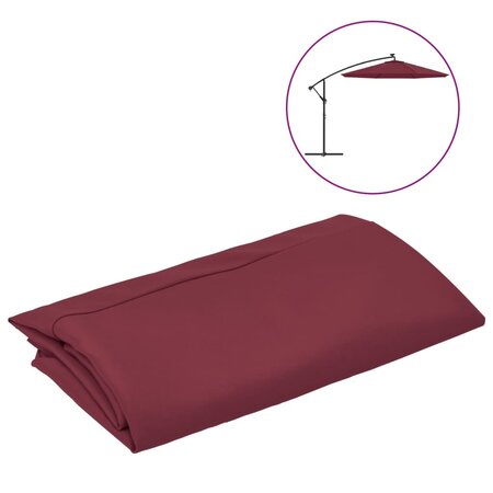 vidaXL Tissu de remplacement pour parasol déporté bordeaux rouge 300cm