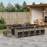 vidaXL Ensemble à manger de jardin 15 Pièces coussins gris résine tressée