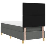 vidaXL Lit à ressorts avec matelas et LED Gris foncé 80x200 cm Tissu