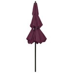 vidaXL Parasol de jardin à 3 niveaux mât en aluminium rouge bordeaux