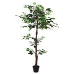 vidaXL Plante Ficus artificielle Vert 85 x 18 x 160 cm Tissu et bois