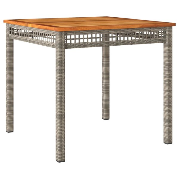 vidaXL Table de jardin gris 80x80x74 cm résine tressée et bois acacia