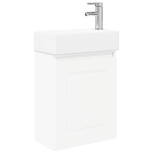 vidaXL Meuble de salle de bain avec robinet Blanc 45 5 x 22 5 x 84 cm