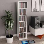 vidaXL Armoire à CD Blanc brillant 21x20x88 cm Bois d'ingénierie