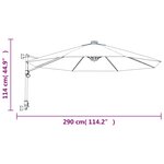 vidaXL Parasol mural avec LED jaune 290 cm