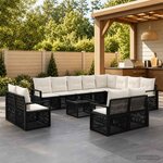 vidaXL Ensemble de canapé de jardin 13 pc Noir polyrotin