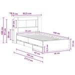 vidaXL Cadre de lit avec rangement Gris béton 75 x 190 cm